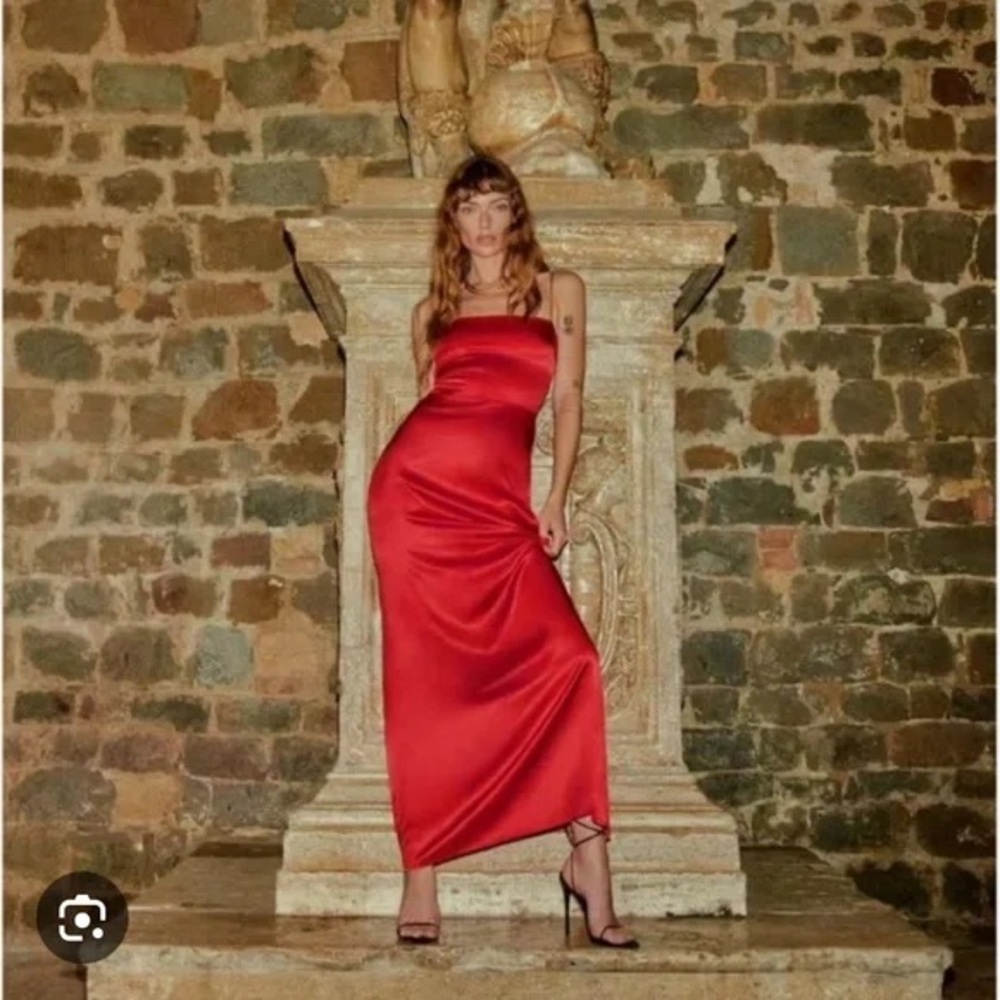 Reformation Frankie red silk dress